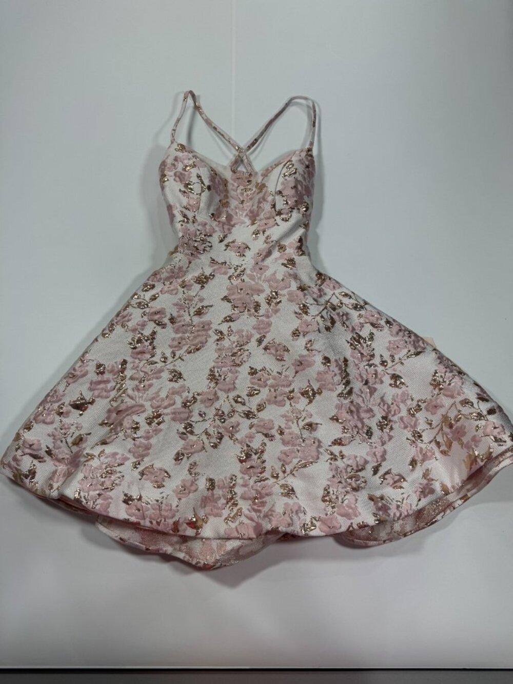 B. Darlin Dress Women S Pink Floral Polyester Fit & Flare Shimmer Party Cocktail